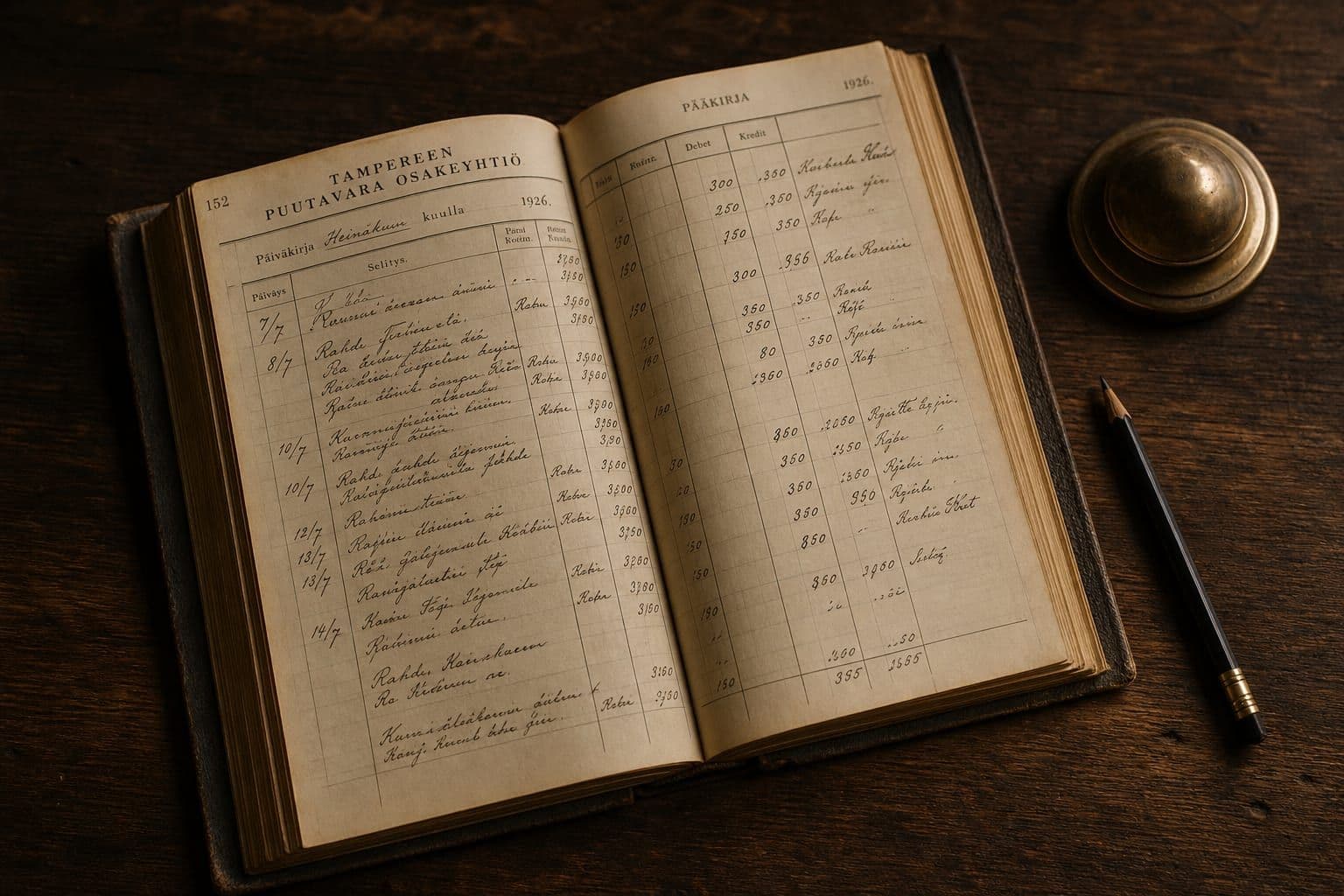 A timber ledger from 1923 — capital before it had a name