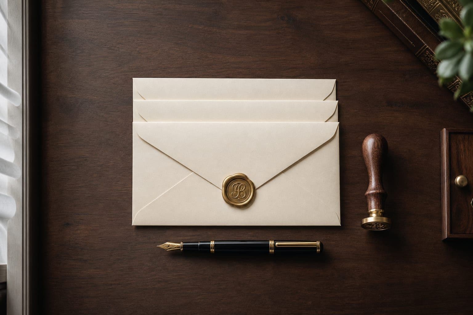 Private correspondence on a walnut desk